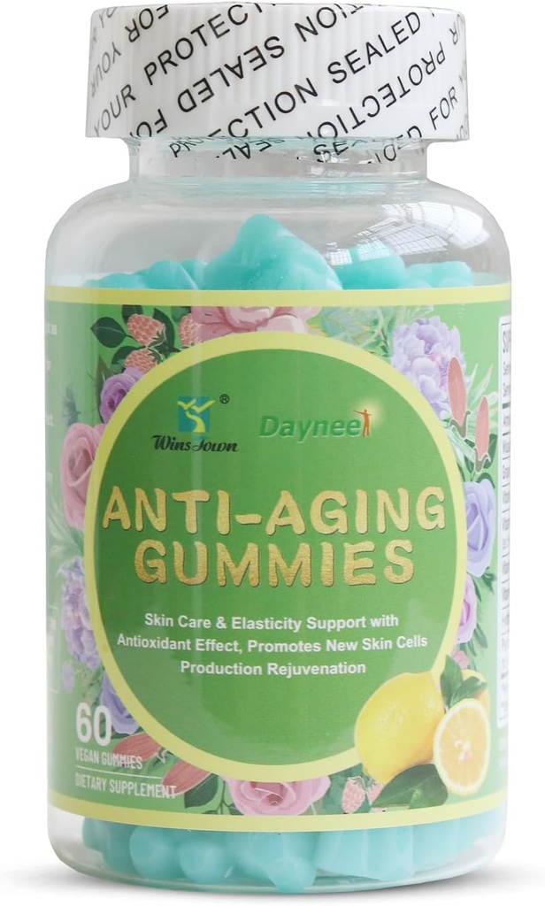 Anti- Aging Gummies, fremmer nye hudceller produktion foryngelse, Anti- Wrinkle og hud Firmness Support, Lemon Flavor, 60 Greve