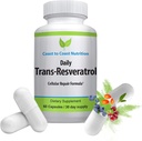 Trans- Resveratrol supplement - Organiske kapsler - Vegansk Kosttilskud til kvinder og mænd, naturlige antioxidant, polyphenoler supplement, Anti Aging - 60 kapsler, 600mg, 30 dages forsyning