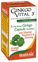 HealthAid Ginkgo Vital 3 - Once- Daily Softgel med Ginkgo Biloba, Sibirian Eleuthero & Koreansk Ginseng Budd124; Understøtter Mental Klarhed & Circulations