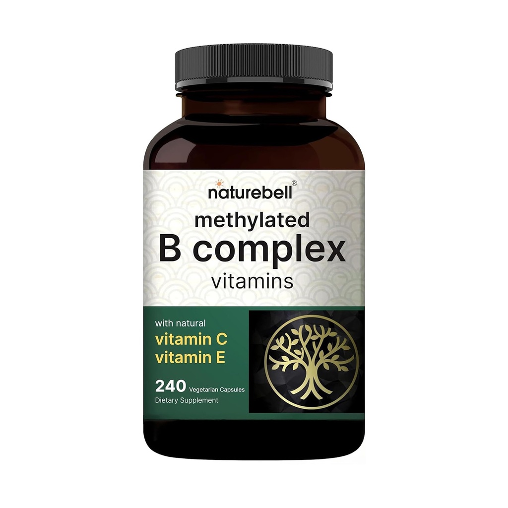 Methylerede B Complex Vitamin, 240 Veggie Kapsler, 124; Multivitamin B Complex, 124; B12, Folate, Biotin & mere - med naturlige C-vitamin, E, Cholin & Inositol - immun, energi, & Prenatal Support