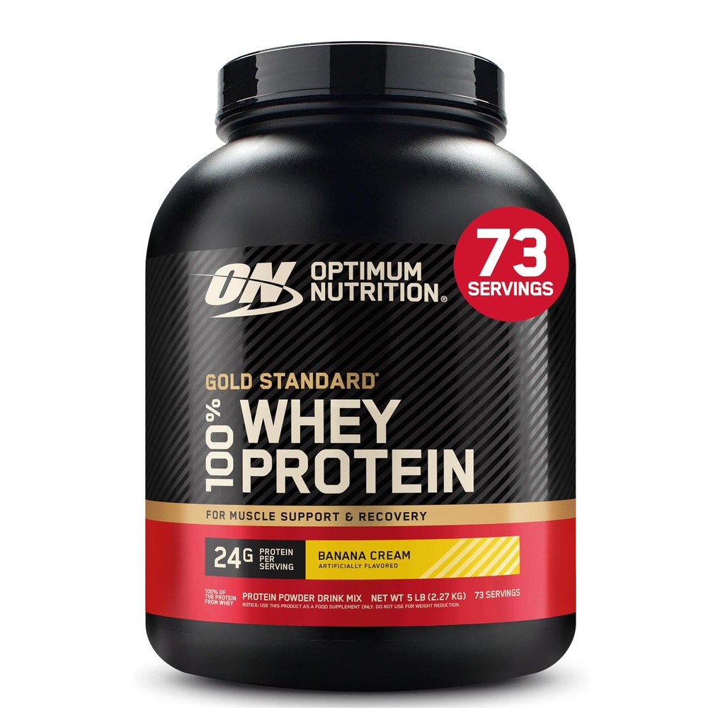 Optimum Nutrition Gold Standard 100% Whey Protein Powder, Banan Cream, 5 Pund (Packaging May Vary)