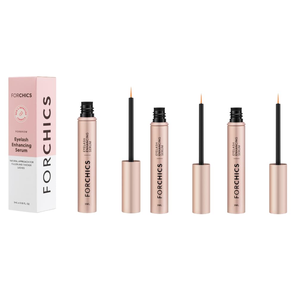 ForLash af ForChics: 3 Pack Ultimate Hormon- Free Eyelash Growth Serum for Enhanced Fuller, Thicker, Længere Lass - regrowth Booster, Organic Formel, Vegan & Cruelty- Free