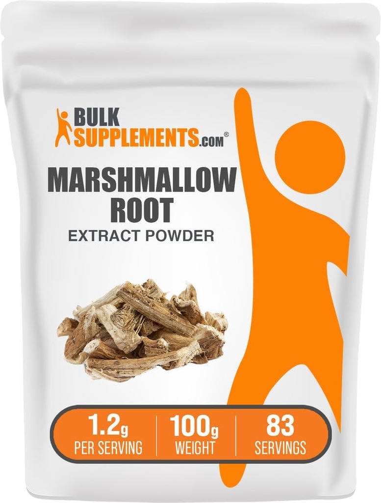 BulkSupplements.com Marshmallow Root Extract Powder - Marshmallow Root Supplement, Herbal Supplement - Gluten Free, 1,2 g per Serving, 100g (3,5 oz) (Pack of 1)