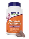 Now Foods Mannose Tranebær, 120 Veg Kapsler - med PAC - 450mg dMannose, 250 mg hel Tranebær - Brege Cleanse og urinveje Sundhed * - Vegansk Friendly Supplement, Non- GMO