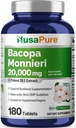 NusaPure Bacopa Leaf Monnieri Extract 20. 000 mg 180 Tablets (Extract 20: 1, Non- GMO, Gluten Free)