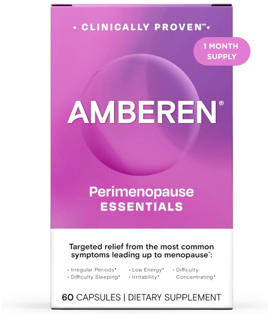 Amberen Perimenopause, Perio- Menopause Multi- symptom Relief, Vitamin B, E-vitamin & antioxidanter supplement, Klinisk vist for at hjælpe støtte Hormonbalance Balance, Hot Flashs & Night Sweats, 60 Greve