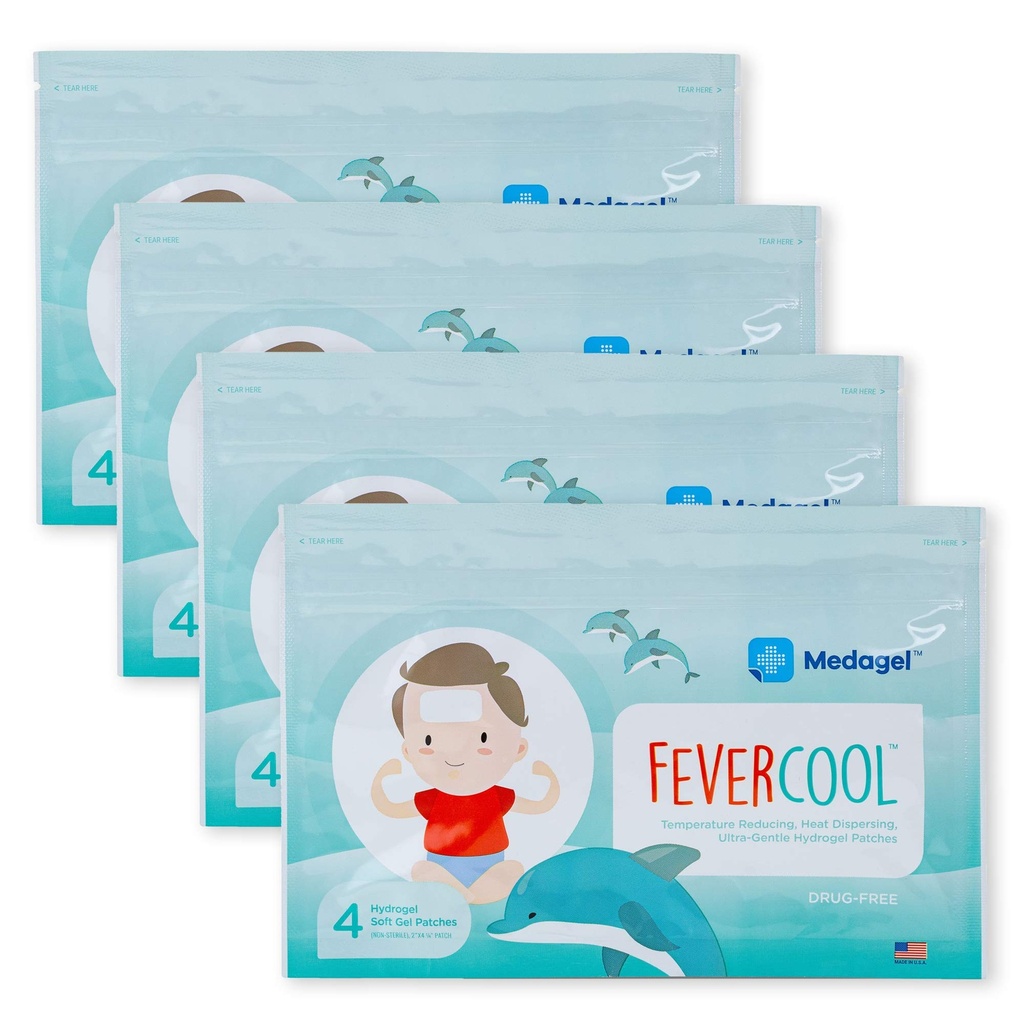 FeverCool Patches - Cooling Patches for Feber, Migræne & Hovedpine Relief 124; Made in The United Kingdom