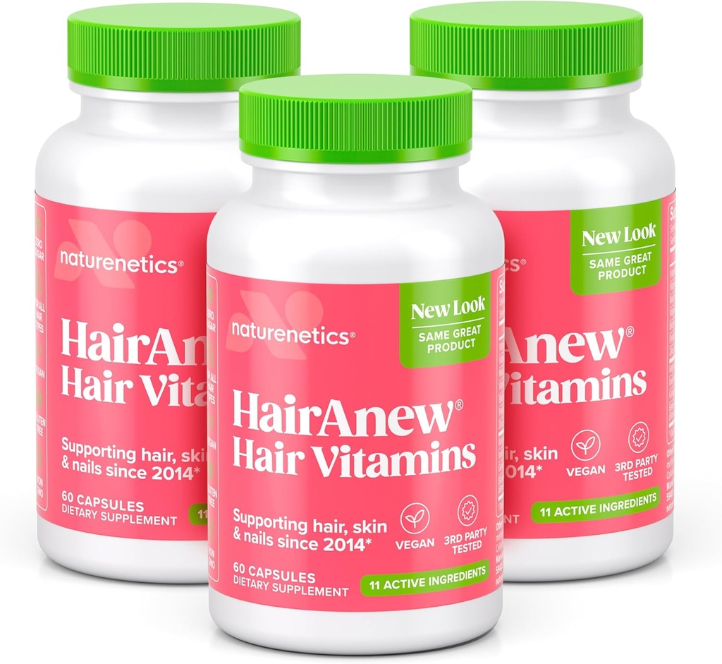HairAnew Hair Growth Vitaminer til Thicker Strong Hår Budding 124; Works for Women & Men Alle Hår Typer Budding 124; 11 Hår Vitaminer & Ingredienser Budding 124; 5000mcg Biotin Budding 124; Vegan Budding 124; Uafhængigt Testet Budding 124; 60 Kapsler (3)