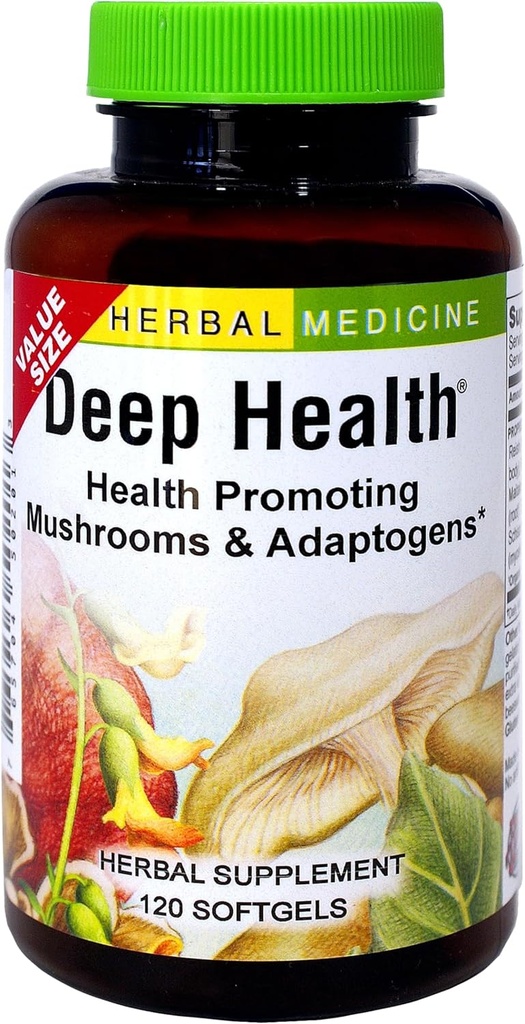 Urter Etc. Deep Health - Daily Use Adaptogen Supplement - Aids immunforsvar sundhed & energi - med Reishi Mushroom - 120 Softgels (120 Servere)