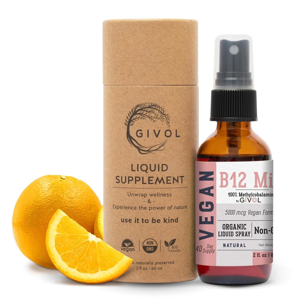 Organic Vegan Vitamin B12 Supplement Flydende Mist for Quick Absorption 5,000mcg Methylcobalamin - Ingen Harsh Kemikalier eller Konserveringsmidler - Ingen kunstige sødestoffer Tilføjet Non- GMO 240 dages forsyning