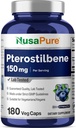 NusaPure Pterostilbene 150mg 180 Veggie Caps (Non-GMO, Vegan)