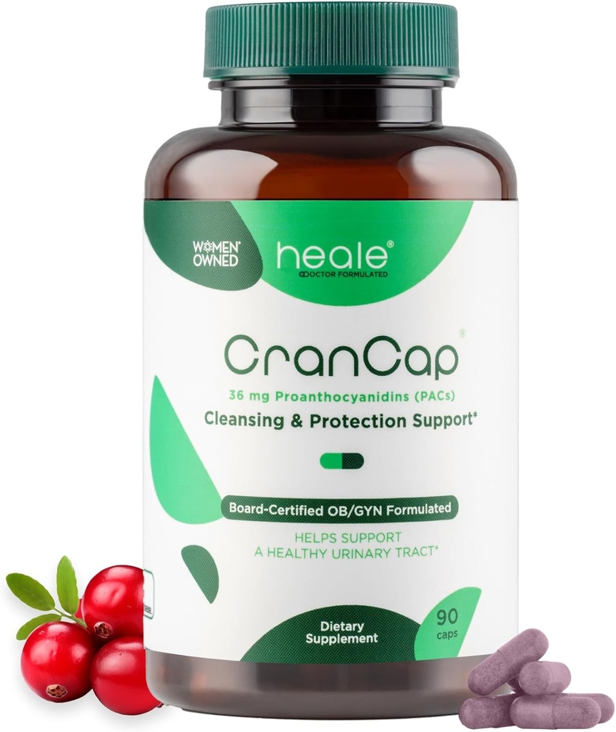Tranebær piller - Urinary Tract Health Tranebær supplement - 36 mg Potent PAC - Ikke GMO, Vegan, Gluten Free - af Heale - 90 kapsler