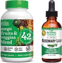 Botanic Choice Mega Fruits and Veggies Blend (60 kapsler) + Rosemary Leaf Extract (1 fl oz) Bundle - Energy Balance & Superfood Supplement + Koncentration og hukommelse Support