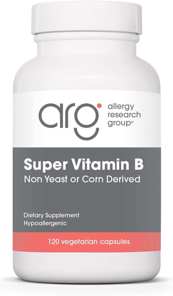 Allergy Research Group Super Vitamin B tillæg - B Vitamin Complex for mænd og kvinder, med vitamin B12 og B6, Vegetariske kapsler - 120 Greve