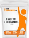 Bulkaddiments.com N- Acetyl L- Glutamin Powder - Glutamin Supplement, L Glutamin Powder, Gut Health & Recovery - Gluten Free, 750mg per servering, 250g (8,8 oz) (Pack of 1)
