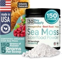 Atlantic Naturals Sea Moss Superfood Powder med Ashwagandha, Beet Root, og Maca Root - Sea Moss Powder understøtter sund hud, atletisk ydeevne, og positiv mood - Vanilla Flavor (150g)