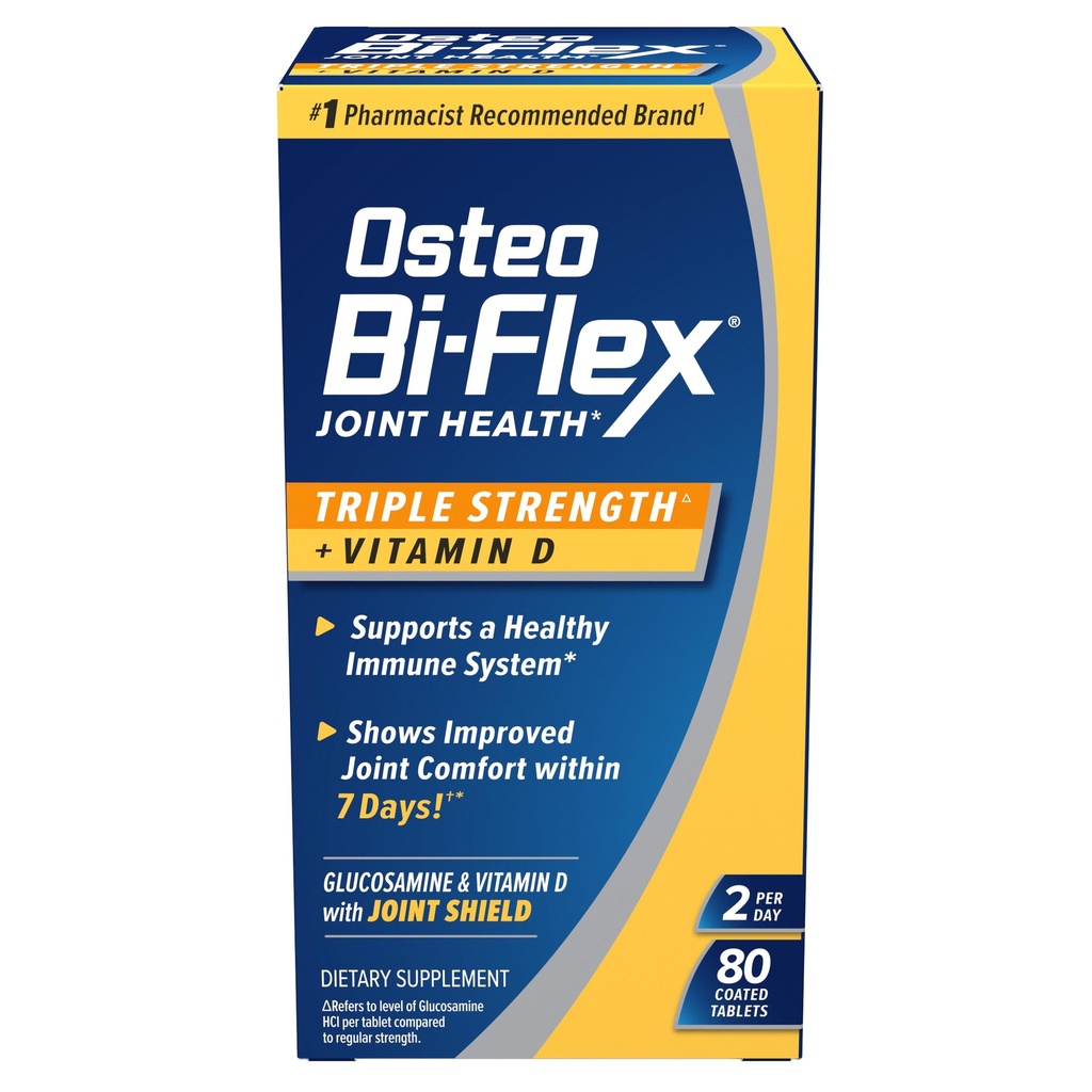 Osteo Bi- Flex Triple Strength (5) med D-vitamin Glucosamin Chondroitin Joint Health Supplement, overtrukne tabletter, 80 Tæl