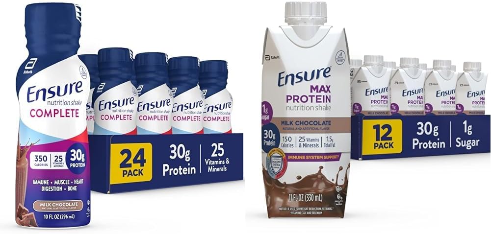 Sikre COMPLETTE Nutrition Shake & Max Protein Nutrition Shake med 30 g protein, 1 g sukker, høj protein Shake, mælk chokolade, 11 Fl Oz (pakke med 12), flydende, halal