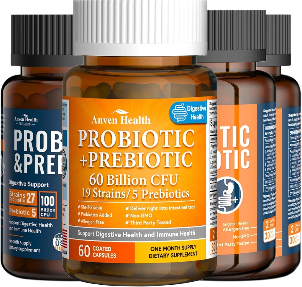 Optimal Gut Health Bundle for hele familien: 100 Millioner Probiotika & 60 Millioner Probiotika til Gut fordøjelse og immunforsvar