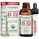 LiveWise Naturals B12 Vitamin Drops Non- GMO, Organic Bioactive Blend for Energy, Clarity, Focus, og Easy Absorption, Adenosylcobalamin & Methylcobalamin Supplement, Vegan, Gluten- Free, Dairy- Free