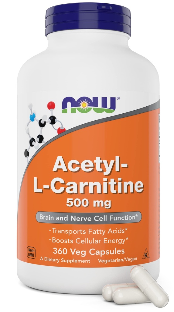 NU Fødevarer nu Acetyl L Carnitin 500mg, 360 Veg kapsler - Non-GMO ACL 500 mg Caps