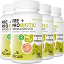Probiotika til kvinder & mænd - 300 milliarder CFU, 24 Stammer + 15 Økologiske urter Prebiotika Blend, Daglig Probiotika til fordøjelse sundhed, immunforsvar, Gut, Bloating - 240 Vegetar Capsule (240- dages forsyning)
