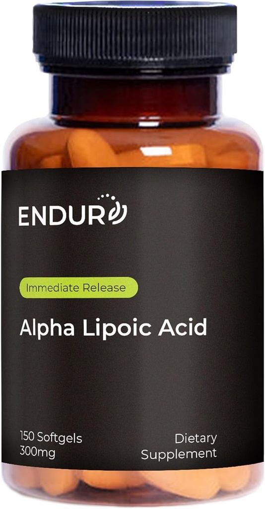 Endur Alpha Lipoic Acid, Antioxidant Defense & Cellular Energy Support, Øjeblikkelig frigivelse, Vegan, Gluten Free, 300mg (150 Softgel)