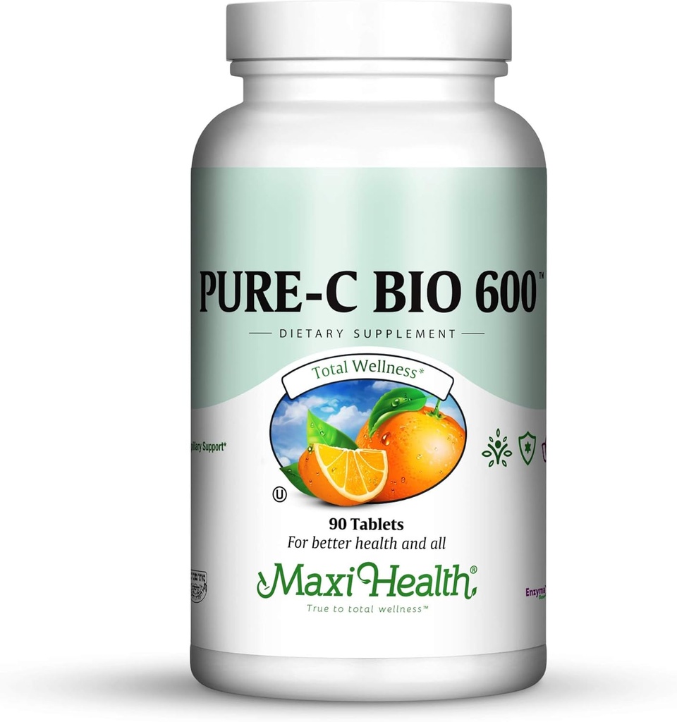 C-vitamin Complex 600 mg supplement - Anbefalet daglig dosis C-vitamin tabletter med Lemon Bioflavonoider, Calcium & Phosphorus - immunforsvar - pure- C Bio 600 - non-GMO, Vit C Vegan 90 tabletter