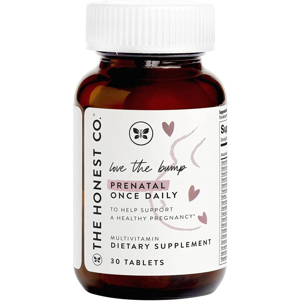 The Honest Company elsker Bump Prenatal En gang dagligt tillæg NSF Certificeret Non GMO Multivitamin 30 Count Tablets