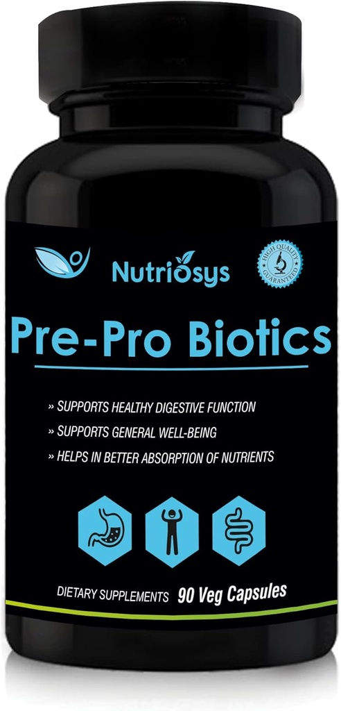 Pre and Probiotics for men against 124; Understøtter fordøjelsessygdomme, Gut Balance & immunfunktion; Pre biotics and Probiotics for Women & Voksen- 124; Daily Pre Probiotic Supplement - 90 Veggie Kapsler