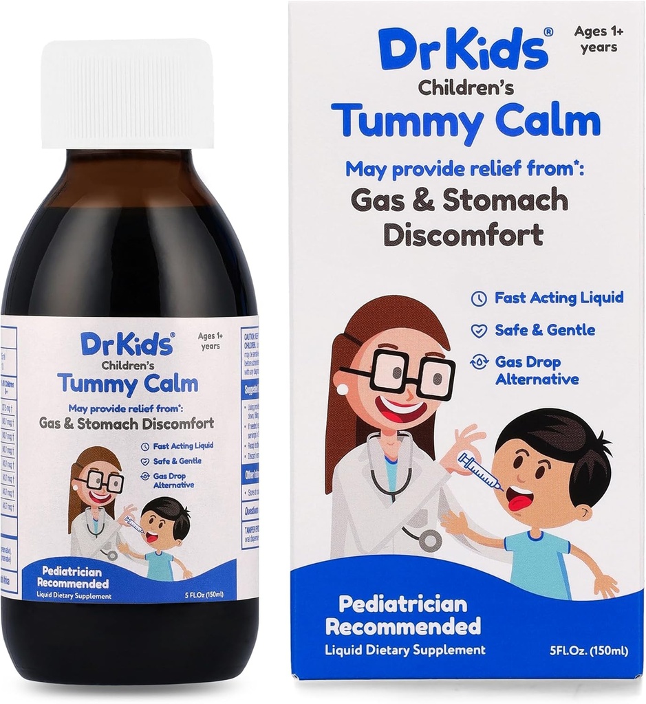 Tummy Calm fra The Colic Calm Brand - Gas Relief & Upset Mavestøtte, Alternative gasdråber til Newborns & Kids, Safe & Gentle Oral Solution, Natural Constipment Relief, 5 Fl Oz (pakke med 1)