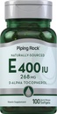 Piping Rock Vitamin E 400 IU Softgels | 268mg | 100 Softgel Capsules | D-Alpha Tocopherol | Non-GMO, Gluten Free Supplement
