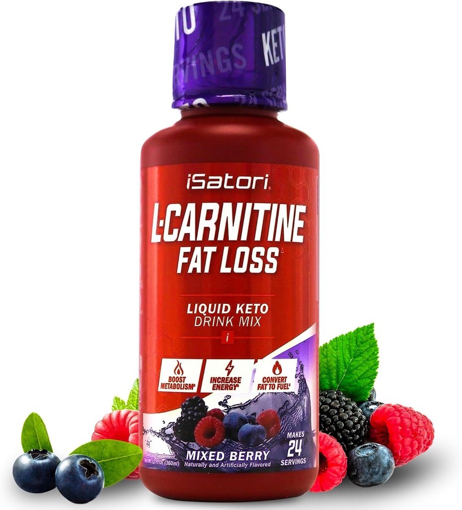 iSatori L-Carnitine 1500, Liquid L-Carnitine with Acetyl L-Carnitine, Mixed Berry Flavor (24 Servings) & Malibu Beach Flavor (24 Servings)
