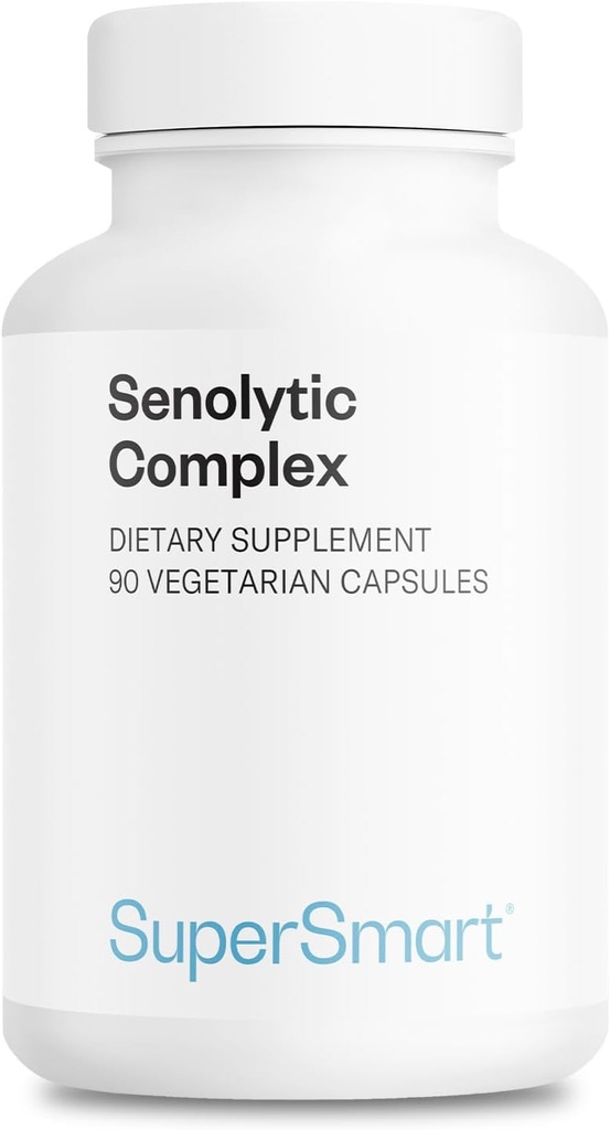 Supersmart - Senolytisk Complex (Advanced Formel) - med Fisetin, Quercetin, Bromelain - Patenterede Ingredienser - Senolytisk Supplement: 124; Non- GMO & Gluten Free - 90 Vegetariske kapsler