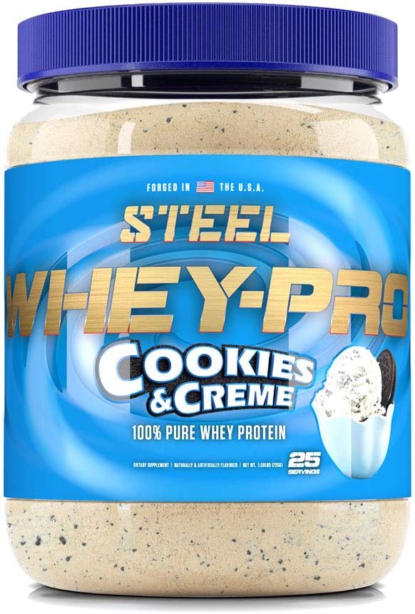 Steel Kosttilskud Whey- Pro Buddy; 100% Pure Whey Protein Powder for mænd og kvinder Buddy; Cookies & Creme Buddy 124; Muscle Gain & Lean Muscle Recovery
