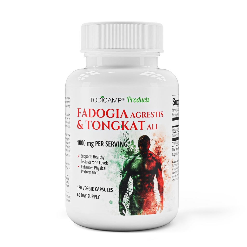 Fadogia Agrestis 20: 1 med Tongkat Ali 1000mg Complex Longjack Tongkat Ali Extract med Fadogia Agrestis 600mg Supplement - 60 dages forsyning