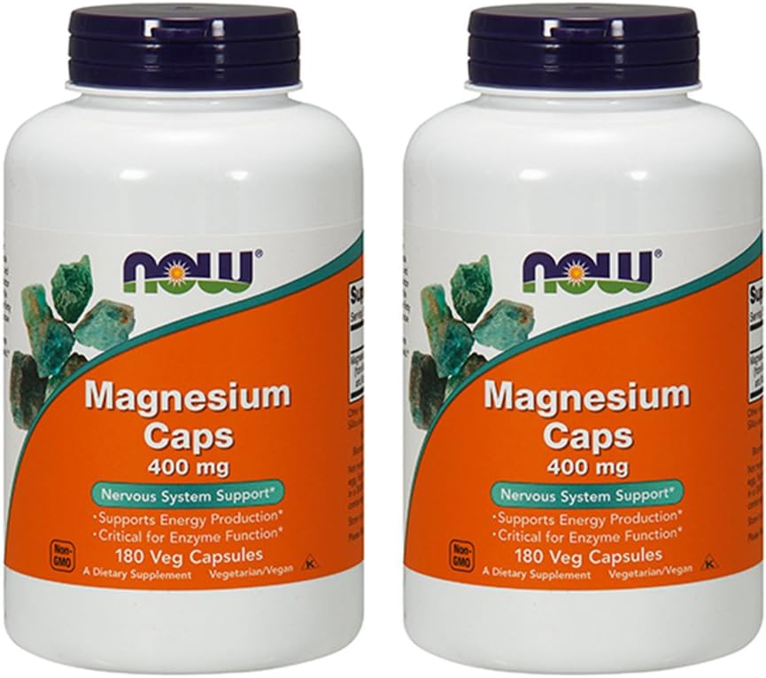 NOW Magnesium 400mg, 180 kapsler (pakke med 2)