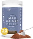 Sund Living Proteiner - Hydrolyzed Multi Collagen Peptider Powder Typer I, II, III, V & X - Græs Fed Kvæg, Vild fanget Marine, Free Range Chicken - Gluten Free (Chokolade, 8 oz)