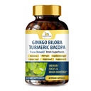 Organic Veda Ginkgo Biloba Turmerisk Bacopa Brain Supplement til hukommelse, Mood & Fokus med Ashwagandha - Koncentration, Energi & Brain Booster, Sunde Joints & Circulation Support - 60 Vegansk Capsule