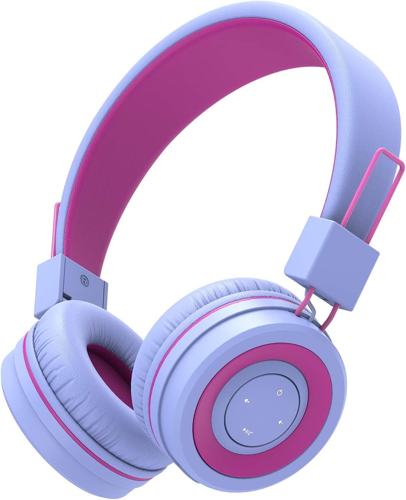 iClever BTH02 Kids Bluetooth hovedtelefoner, 93H Playtime, Foldable, Justerbar hovedbånd, Bluetooth 5.4, Kids Trådløse hovedtelefoner med mobiltelefon til Ipad / Tablet / School / Travel, Purple
