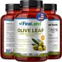 FineLand Olive Leaf Extract 50x - 25,000mg Eq. per Serving Measures 124; 160 Vegan Caps, Olive Extract med 20% Oleuropein Measures 124; Urteantioxidant supplement til cirkulære og immunforsvar, Lavet i USA