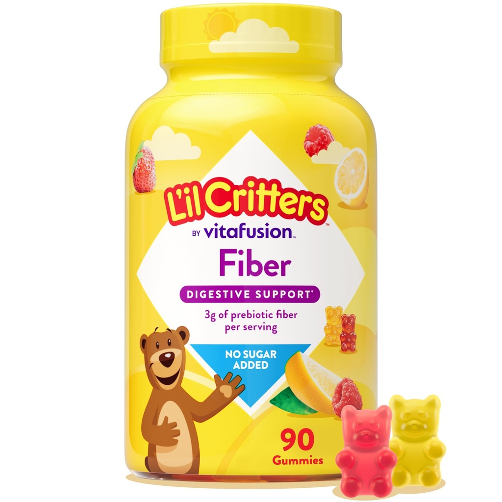 L 'il Critters Fiber Daily Gummy Supplement for børn, til fordøjelsesstøtte, Berry og Lemon Flavors, 90 Gummies