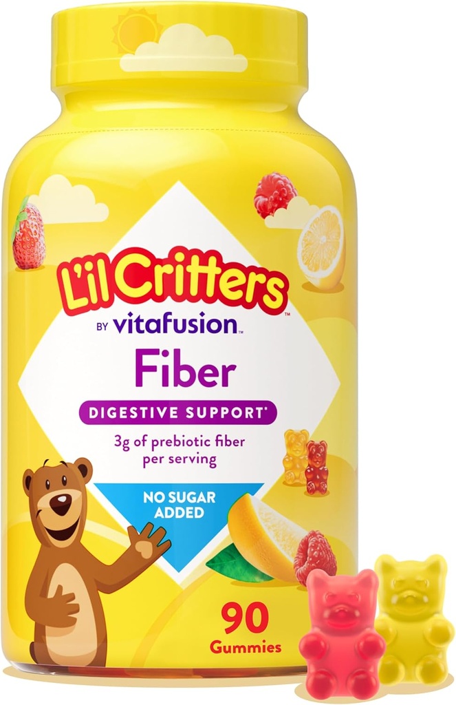 L 'il Critters Fiber Daily Gummy Supplement for børn, til fordøjelsesstøtte, Berry og Lemon Flavors, 90 Gummies