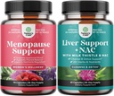 Bundle of Menopause Supplement for Women with Dong Quai, Vitex Chaste Berry & Black Cohosh and Liver Support NAC Supplement with Milk Thistle, Artichoke, Choline & Beetroot for Detox & Repair