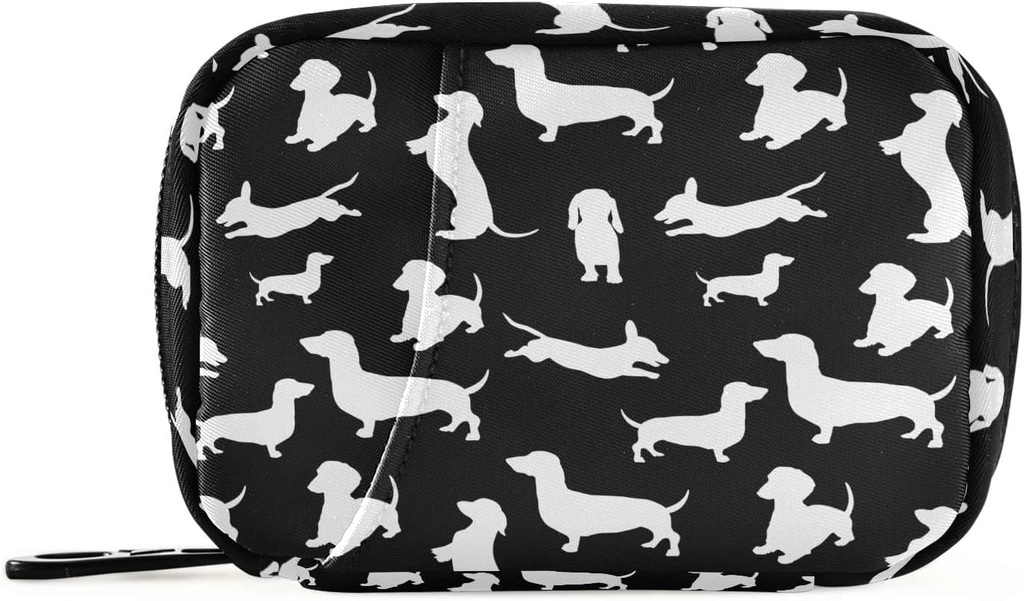 Olabaky Black Dachshund Hunde Pill Organizer 7 Dag Pill sag Rejser Pill Organizer Bag Pill Box Portable ugentlige sag med lynlås Compact størrelse for vitamin supplement Holder
