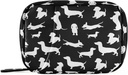 Ollabaky Black Dachshund Dogs Pill Organizer 7 Day Pill Case Travel Pill Organizer Bag Pill Box Portable Weekly Case with Zipper Compact Size for Vitamin Supplement Holder