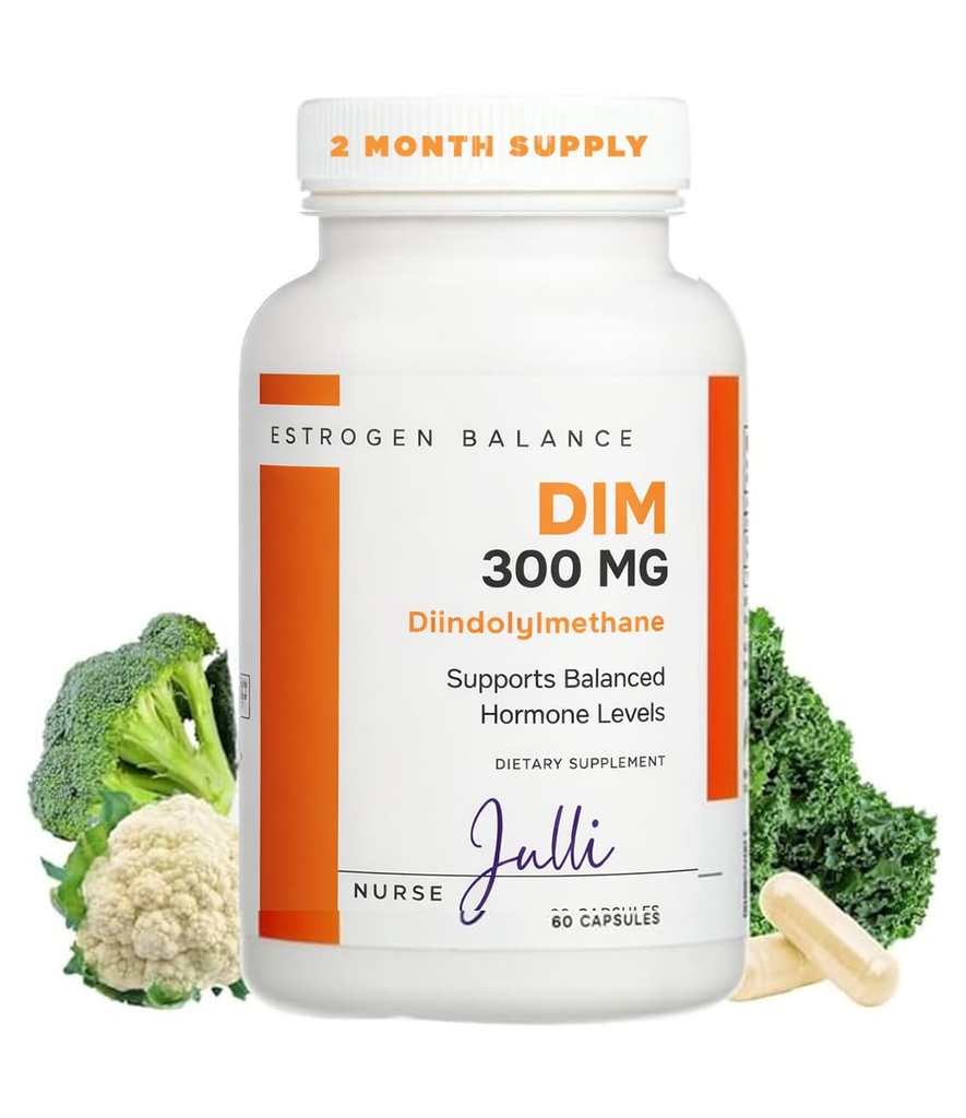 DIM Østrogen supplement til kvinder - Hormonbalance & Harmony Support til menopause, PCOS & Hormonal Acne med antioxidant egenskaber - 300 Mg, 60 Greve (pakke med 1)