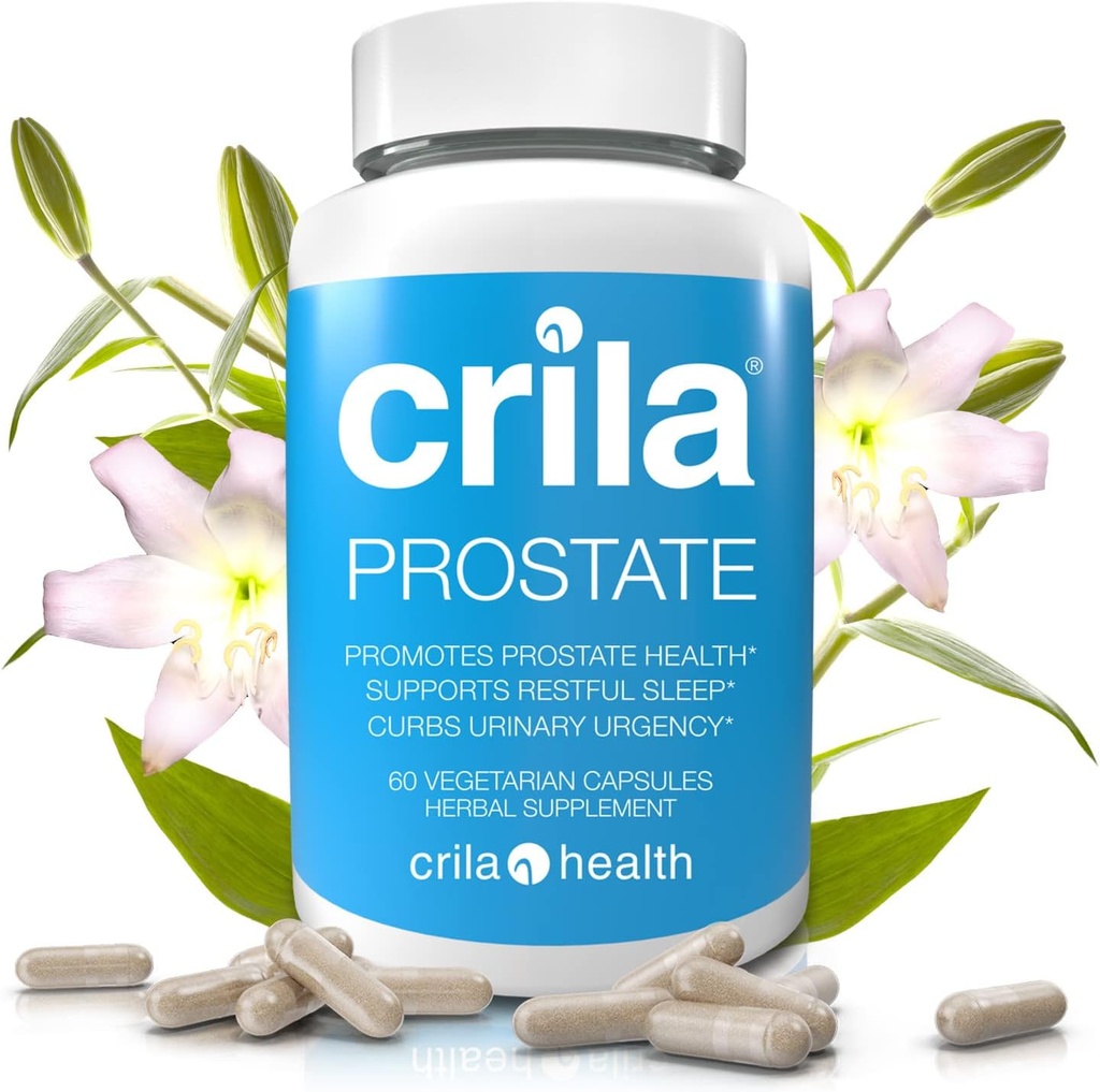 CRILA Prostata Kosttilskud til mænd - 60 Ct. I Natural Formel for Færre Badeværelse Trips * & Forbedret søvn *, Patenteret Prostata Støtte med NO Saw Palmetto Uddrag & NO bivirkninger *