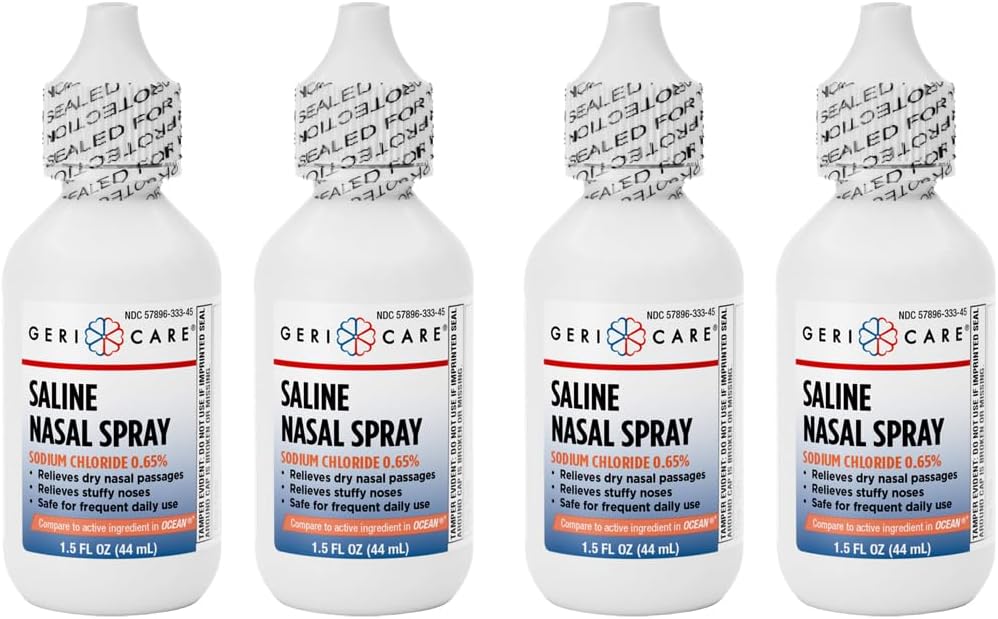 GeriCare Saline Nasal Spray 1, 5 FL OZ Fugtgivende Natriumchlorid 0, 65% (pakning med 4)