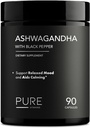 Organic Ashwagandha 1300mg with Black Pepper - Natural Stress Relief & Energy Support - 90 Vegan Capsules - Mood & Adrenal Support - Ikke-GMO, Made in USA